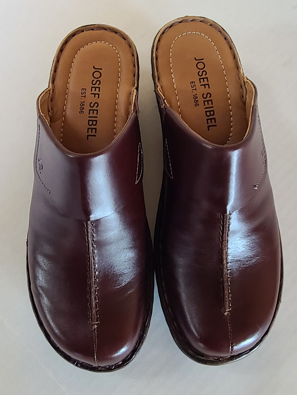 Josef Seibel Women’s Dakota Brown Leather Clogs Handcrafted Design Size 39